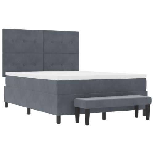 Krevet s Box Springom s madracem i klupom tamno siva 140x200 cm baršun Cijena