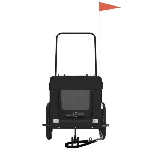 Prikolica za bicikl za ljubimce crna od tkanine i željeza - Crna 120 x 54.5 x 53 cm Cijena