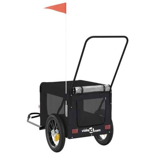 Prikolica za bicikl za ljubimce crna od tkanine i željeza - Crna 120 x 54.5 x 53 cm Cijena