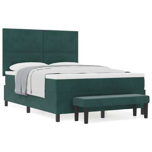 Box Spring Krevet s Madracem i Klupom Tamnozelena 160x200 cm Baršun Cijena