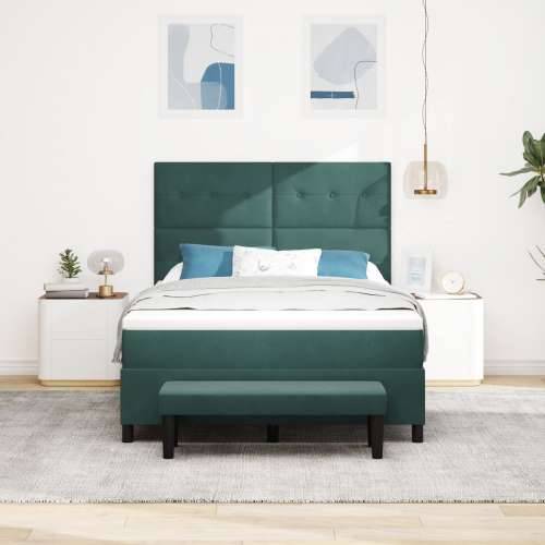 Box Spring Krevet s Madracem i Klupom Tamnozelena 160x200 cm Baršun Cijena