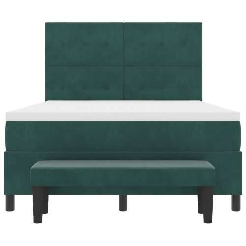 Box Spring Krevet s Madracem i Klupom Tamnozelena 160x200 cm Baršun Cijena