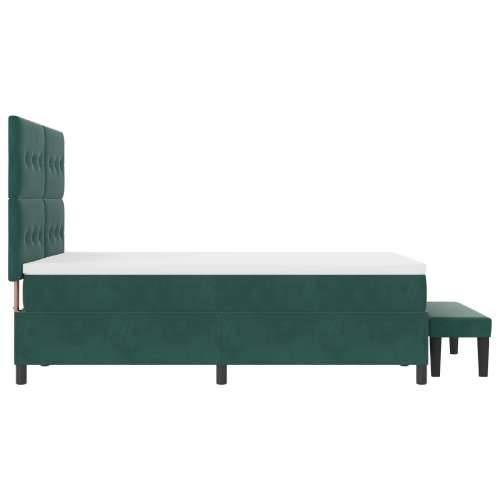 Box Spring Krevet s Madracem i Klupom Tamnozelena 160x200 cm Baršun Cijena