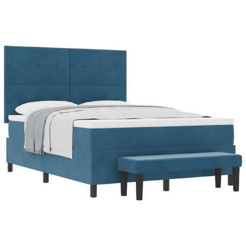Box Spring Krevet s Madracem i Klupom Tamno Plava 160x200 cm Baršun Cijena