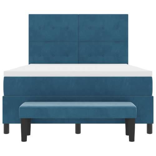 Box Spring Krevet s Madracem i Klupom Tamno Plava 160x200 cm Baršun Cijena