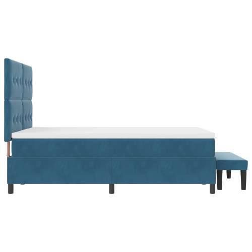 Box Spring Krevet s Madracem i Klupom Tamno Plava 160x200 cm Baršun Cijena