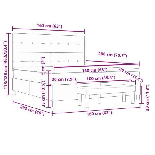 Box Spring Krevet s Madracem i Klupom Tamno Plava 160x200 cm Baršun Cijena