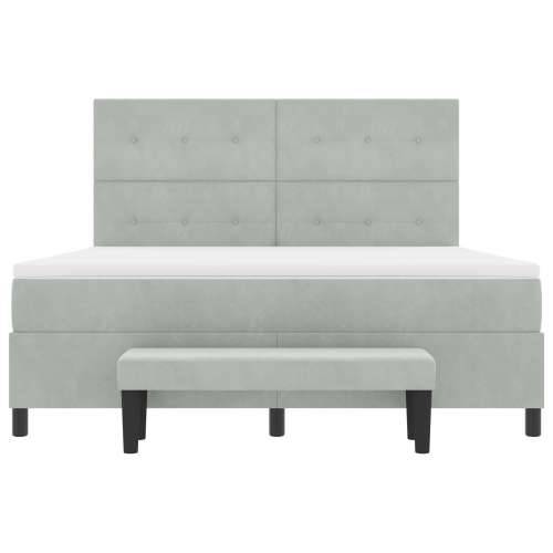 Box Spring Krevet s Madracem & Klupom Svijetlosiva 180x200 cm Baršun Cijena