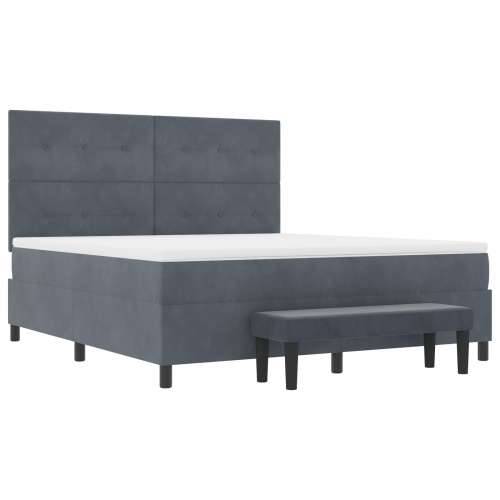 Box Spring Krevet s Madracem i Klupom Tamnosiva 180x200 cm Baršun Cijena