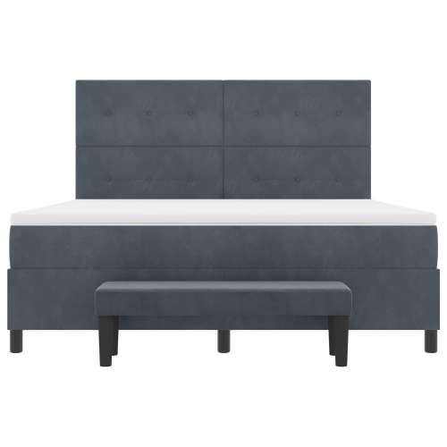 Box Spring Krevet s Madracem i Klupom Tamnosiva 180x200 cm Baršun Cijena