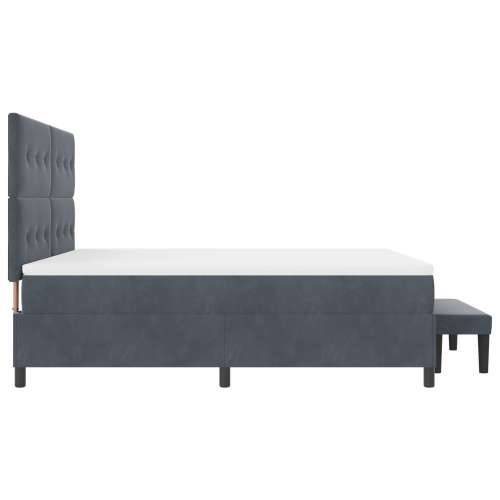 Box Spring Krevet s Madracem i Klupom Tamnosiva 180x200 cm Baršun Cijena