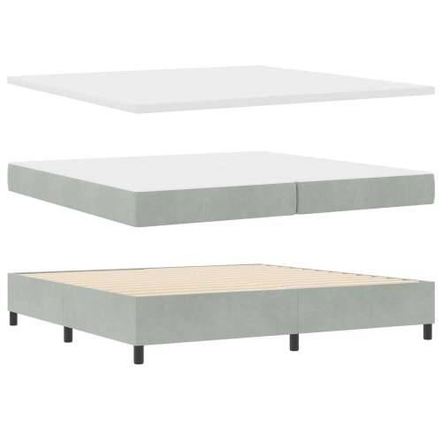 Krevet s Box Springom, madracem i klupicom svjetlosive boje 200x200 cm baršun Cijena