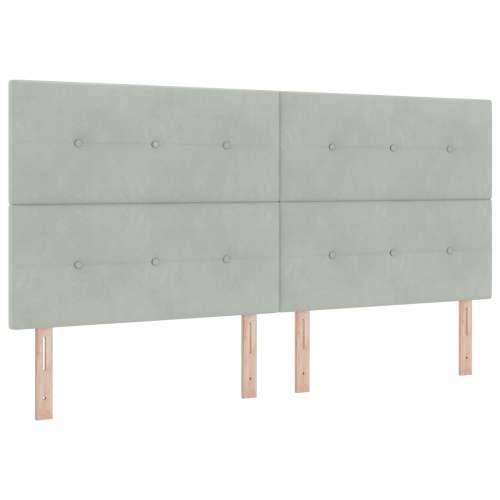 Krevet s Box Springom, madracem i klupicom svjetlosive boje 200x200 cm baršun Cijena