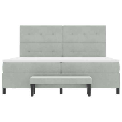 Krevet s Box Springom, madracem i klupicom svjetlosive boje 200x200 cm baršun Cijena