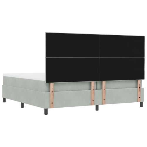 Krevet s Box Springom, madracem i klupicom svjetlosive boje 200x200 cm baršun Cijena
