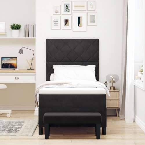 Box Spring Krevet s madracem & klupom crni 90x190 cm baršun Cijena