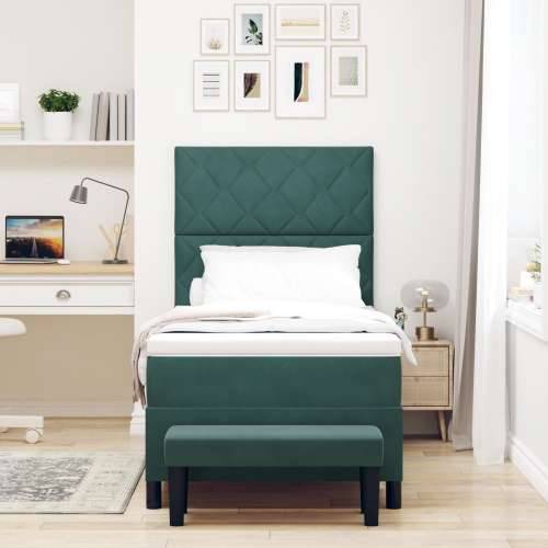 Krevet s box springom s madracem & klupom tamnozeleni 90x190 cm baršun Cijena