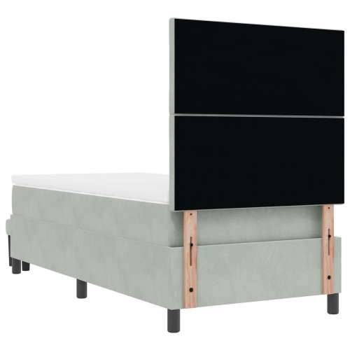 krevet s podnicom s madracem i klupom svijetlo siva 90x200 cm baršun Cijena