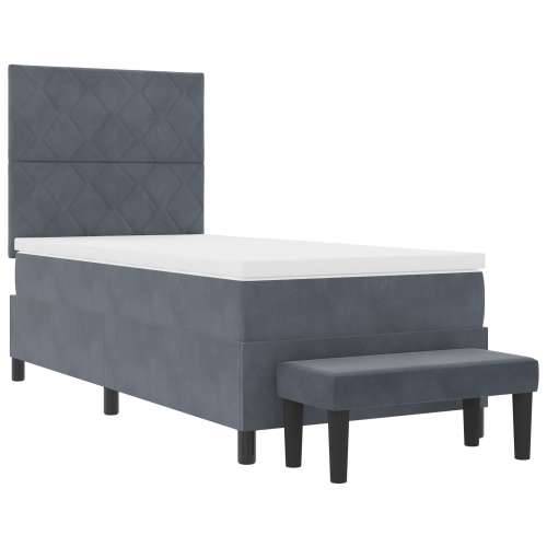 Box Spring Krevet s Madracem & Klupom Tamno Sivi 90x200 cm Baršun Cijena