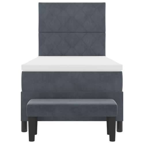 Box Spring Krevet s Madracem & Klupom Tamno Sivi 90x200 cm Baršun Cijena