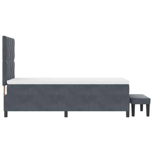 Box Spring Krevet s Madracem & Klupom Tamno Sivi 90x200 cm Baršun Cijena