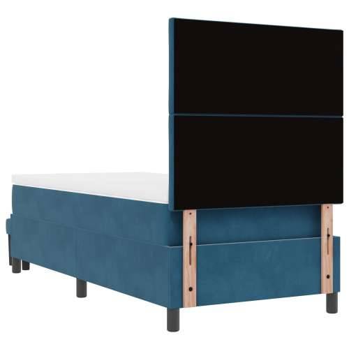 Krevet s box springom s madracem i klupom tamno plave boje 90x200 cm baršun Cijena