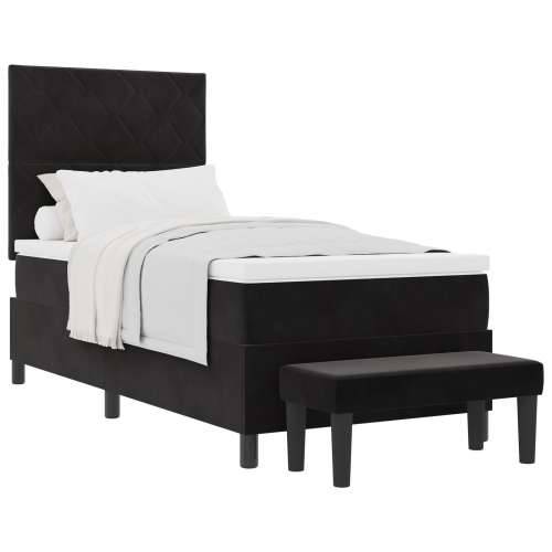 Box Spring Krevet s madracem i klupom Crni 100x200 cm Baršun Cijena