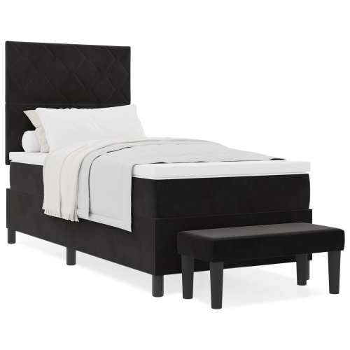 Box Spring Krevet s madracem i klupom Crni 100x200 cm Baršun Cijena