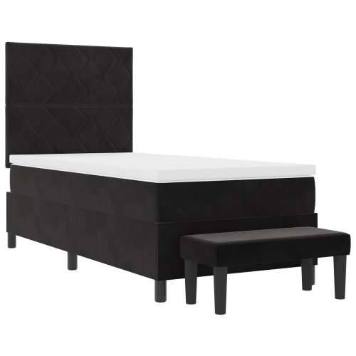 Box Spring Krevet s madracem i klupom Crni 100x200 cm Baršun Cijena