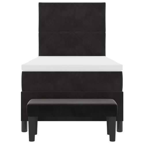 Box Spring Krevet s madracem i klupom Crni 100x200 cm Baršun Cijena