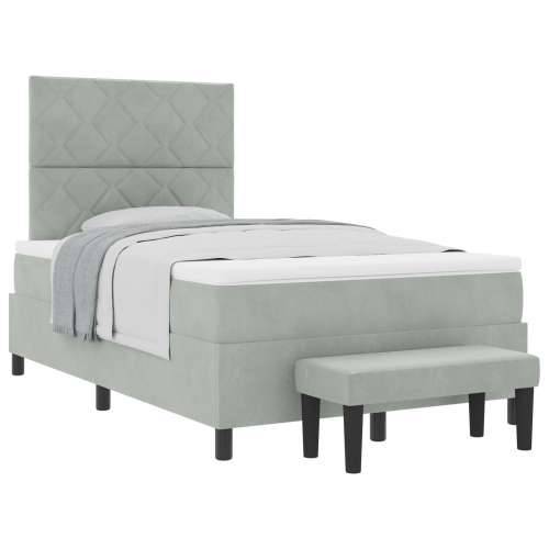 Box Spring Krevet s Madracem i Klupom Svjetlosiva 120x200 cm Velvet Cijena