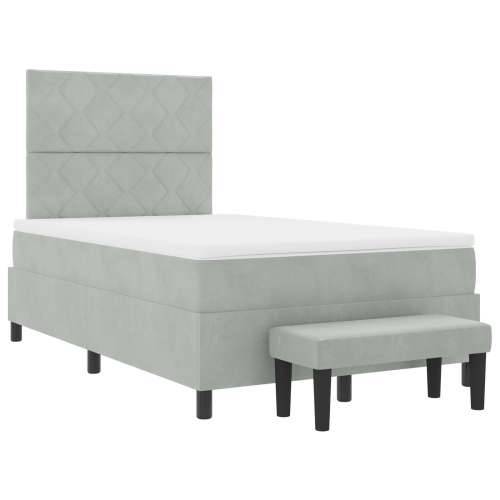 Box Spring Krevet s Madracem i Klupom Svjetlosiva 120x200 cm Velvet Cijena