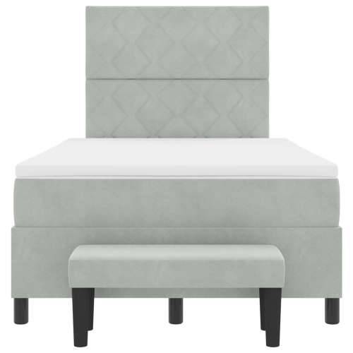 Box Spring Krevet s Madracem i Klupom Svjetlosiva 120x200 cm Velvet Cijena