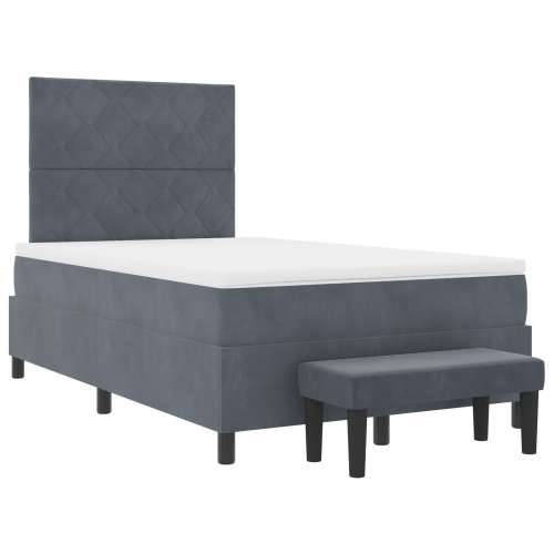 Krevet s box springom s madracem i klupom tamnosiv 120x200 cm baršun Cijena