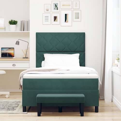 Box Spring Krevet s Madracem i Klupom Tamnozeleni 120x200 cm Baršun Cijena