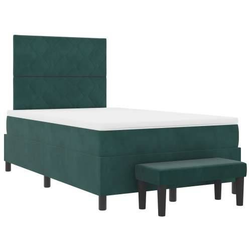 Box Spring Krevet s Madracem i Klupom Tamnozeleni 120x200 cm Baršun Cijena