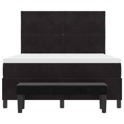 Box Spring krevet s madracem i klupom crni 140x200 cm baršun Cijena