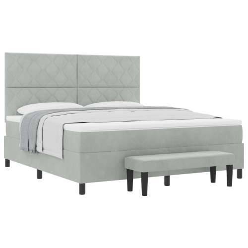 Box Spring Krevet s Madracem i Klupicom Svjetlosiva 180x200 cm Baršun Cijena