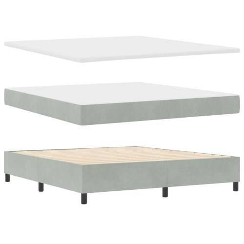 Box Spring Krevet s Madracem i Klupicom Svjetlosiva 180x200 cm Baršun Cijena