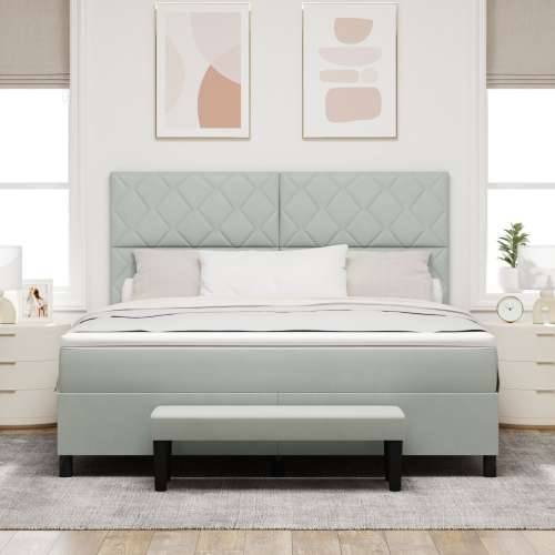 Box Spring Krevet s Madracem i Klupicom Svjetlosiva 180x200 cm Baršun Cijena