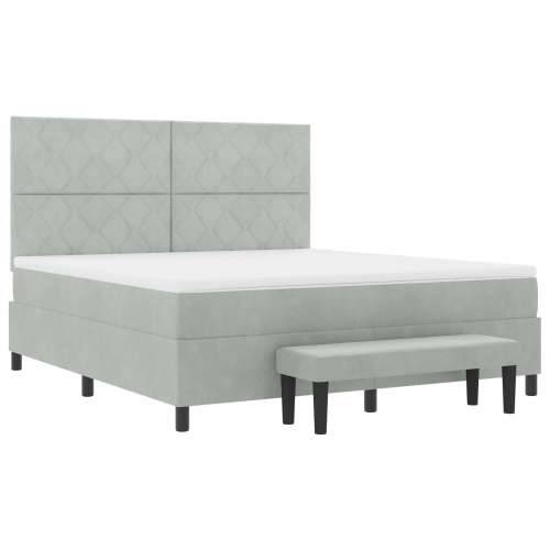 Box Spring Krevet s Madracem i Klupicom Svjetlosiva 180x200 cm Baršun Cijena