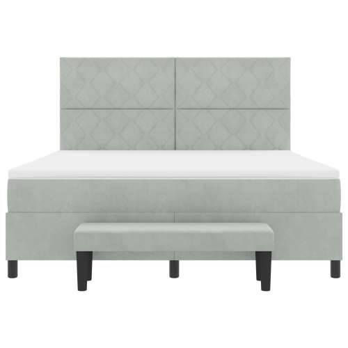 Box Spring Krevet s Madracem i Klupicom Svjetlosiva 180x200 cm Baršun Cijena