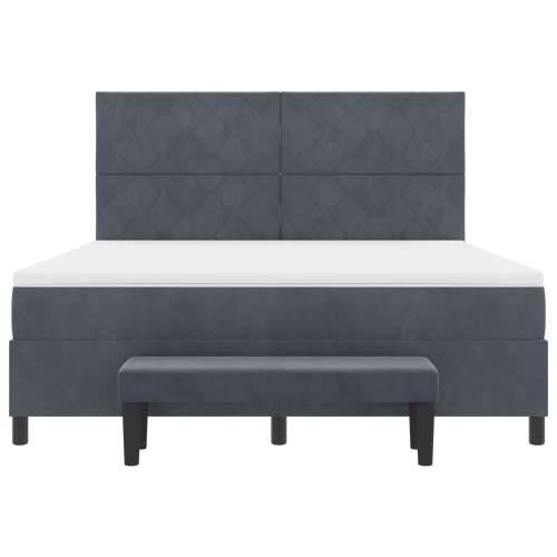 Box Spring krevet s madracem i klupom tamno siva 180x200 cm od baršuna Cijena
