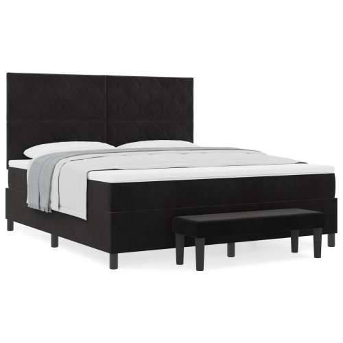 box spring krevet s madracem i klupom crni 180x200 cm baršun Cijena