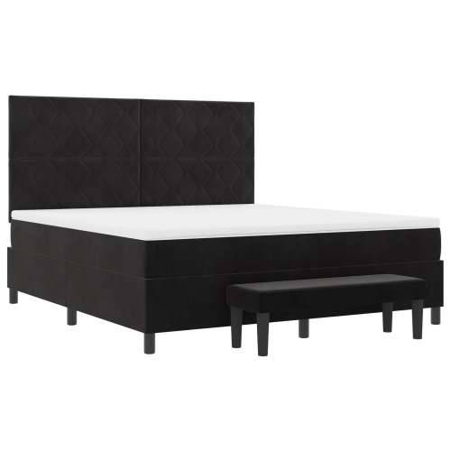 box spring krevet s madracem i klupom crni 180x200 cm baršun Cijena