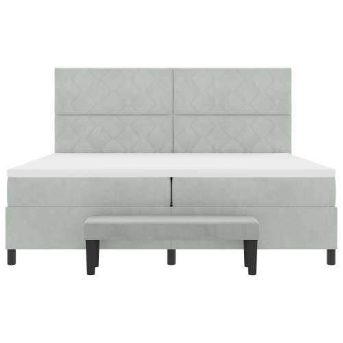 Krevet s podnicom s dušekom & klupom svjetlosiva 200x200 cm baršun Cijena