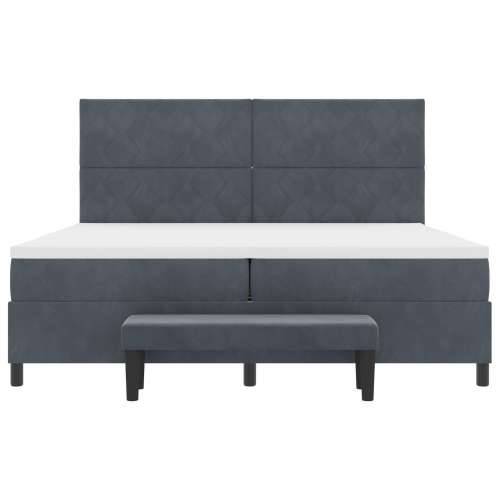 Box Spring Krevet s Madracem & Klupom Tamno Siva 200x200 cm Baršun Cijena