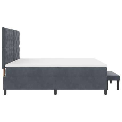 Box Spring Krevet s Madracem & Klupom Tamno Siva 200x200 cm Baršun Cijena