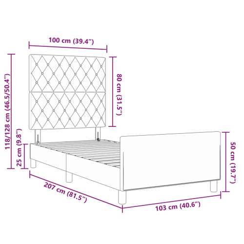 Crni okvir za krevet 100x200 cm Baršun Cijena