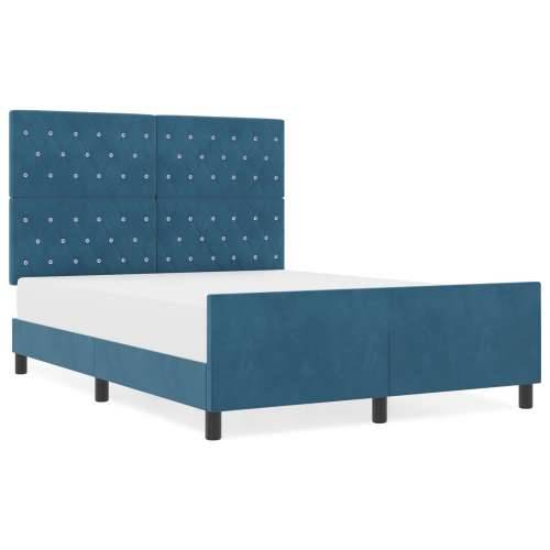 Tamnoplavi Baršunasti Krevet 140x200 cm Cijena